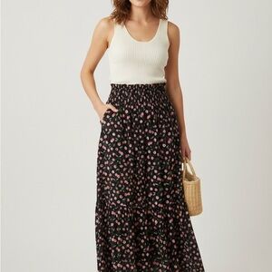 Gilli Floral‎ Black and Pink Maxi Skirt